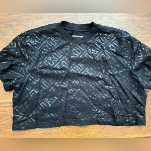 Black metallic logo crop top